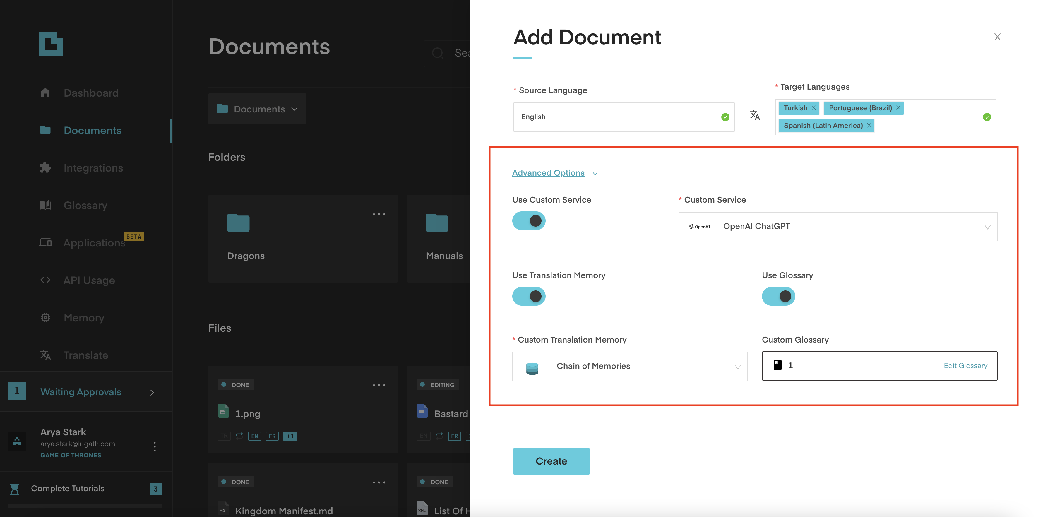 Advanced Translation Settings